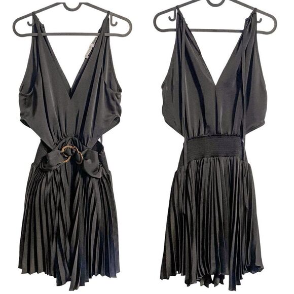 Ramy Brook Yoshi Mini Dress Cut Out Pleated Black S - Picture 5 of 9